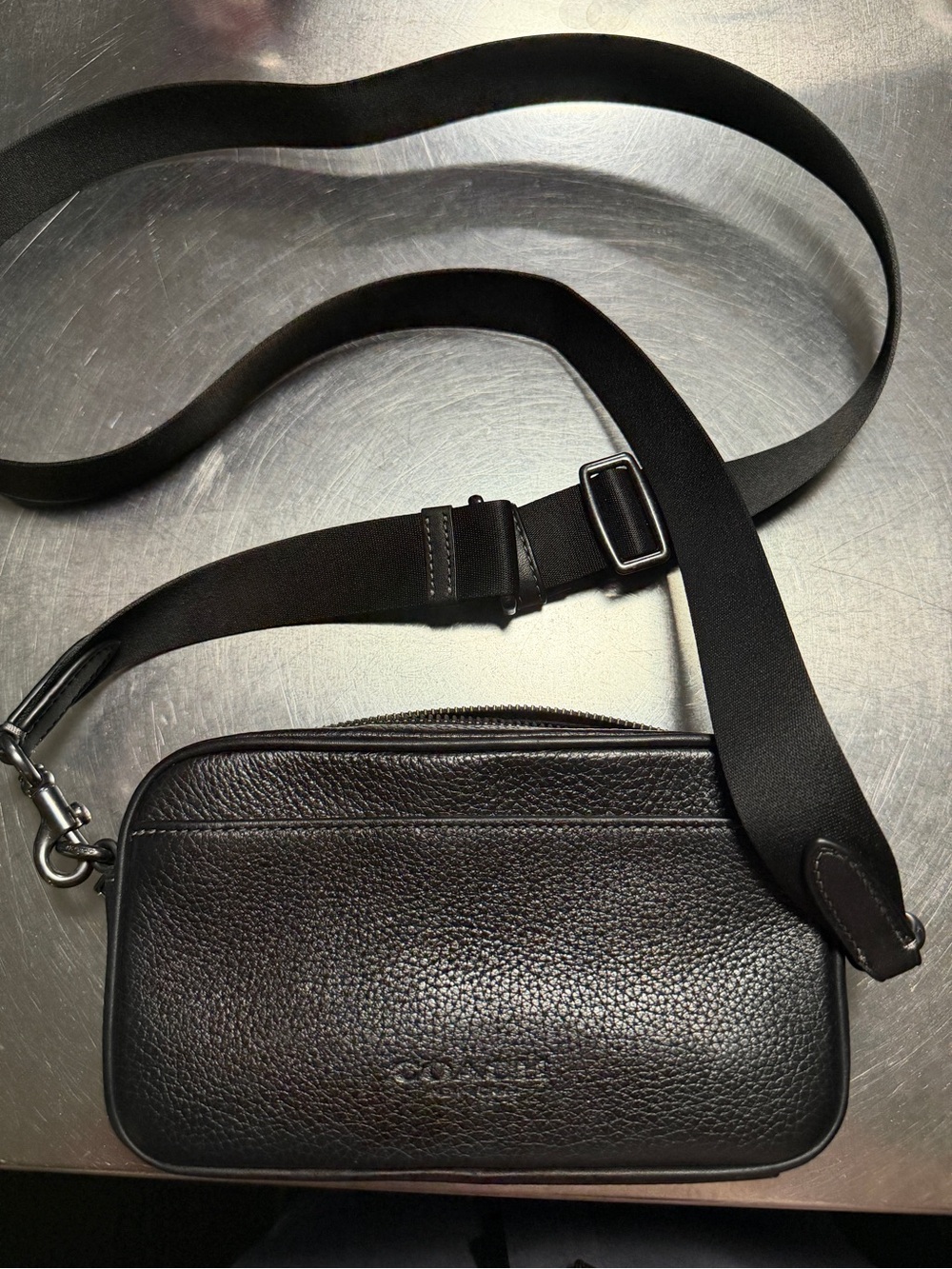 Coach Black Pebble Leather Messenger Crossbody